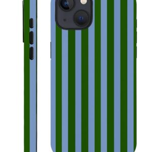 Green and blue striped geometric vertical line pattern, suitable for girls, full-body soft silicone drop-proof, shockproof and scratch-resistant protection