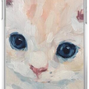 Cute cat painted phone cases, white animal fashion cool unisex phone cases, silicone shockproof TPU frame protective cases.