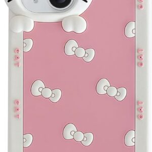 Cute Phone Case, Cartoon Bow Cat Soft Silicone Cute Retro Phone Case (Pink)