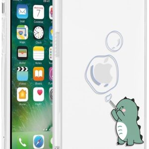 Cute dinosaur phone cases, suitable for 6.1-inch phones, cute cartoon animal phone cases, fun and beautiful transparent protective cases, suitable for women and girls, soft four-corner shockproof protective cases.