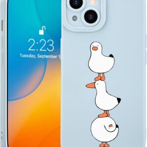 Cartoon duck pattern phone cases, cute animal kawaii blue silicone cases, full-body shockproof protective cases, suitable for girls, boys, women and teenagers.
