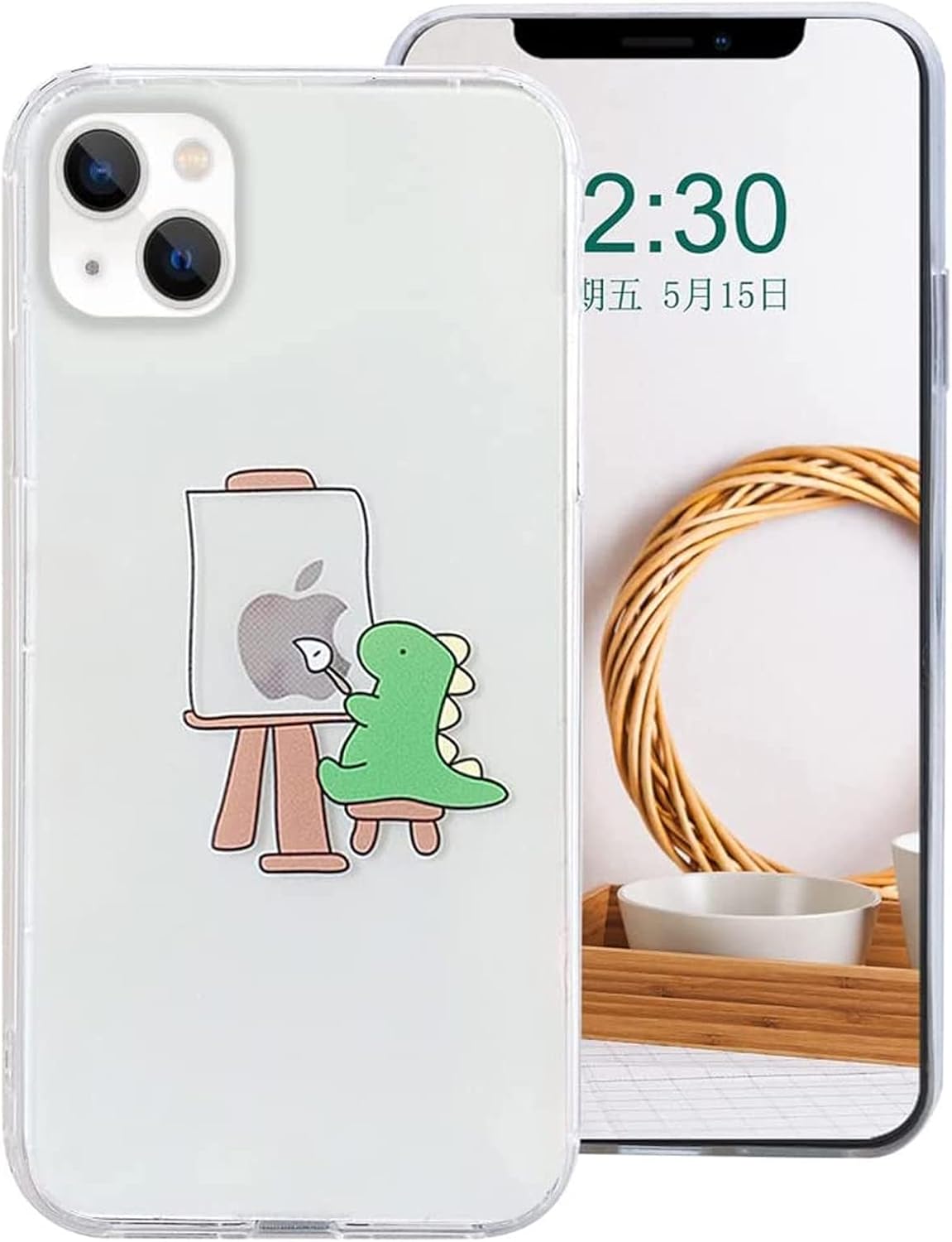 Compatible fun dinosaur cute animal embossed pattern phone case, flexible and soft TPU rubber material, ultra-thin and lightweight, shockproof protective frame, transparent
