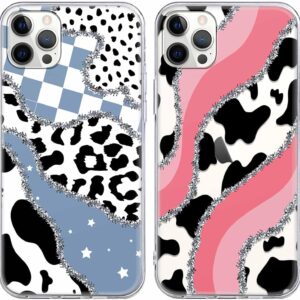 Stylish cow print beautiful design, soft silicone ultra-thin TPU shockproof protective case, suitable for teenage girls and women, pink and blue