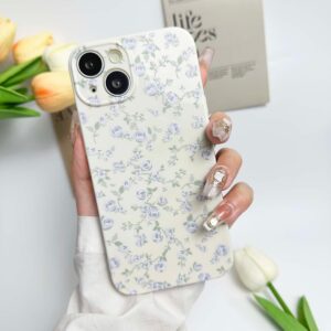 Floral phone case, cute rose pattern, retro aesthetics, suitable for girls and women, oil painting floral girl fashionable ultra-thin TPU shockproof protective case, beige