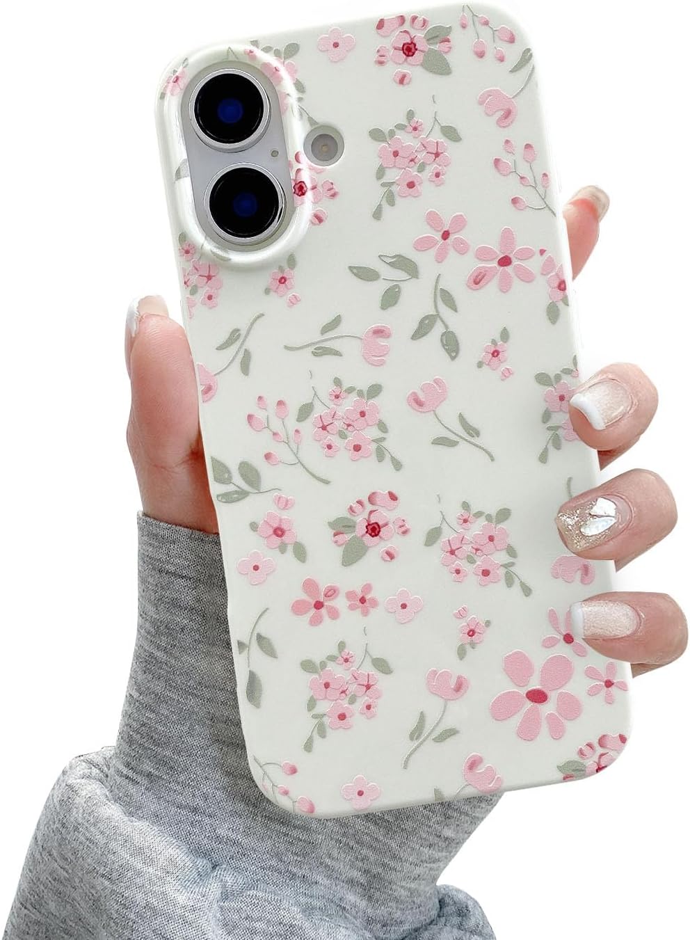 Cute pink floral pattern, beautiful and elegant, camera bump protection, soft and slim TPU shockproof case, suitable for girls and women - Pink