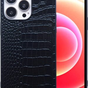 Phone Case (Women's) - Crocodile-Pattern Faux Patent Leather - Classic & Stylish - Black