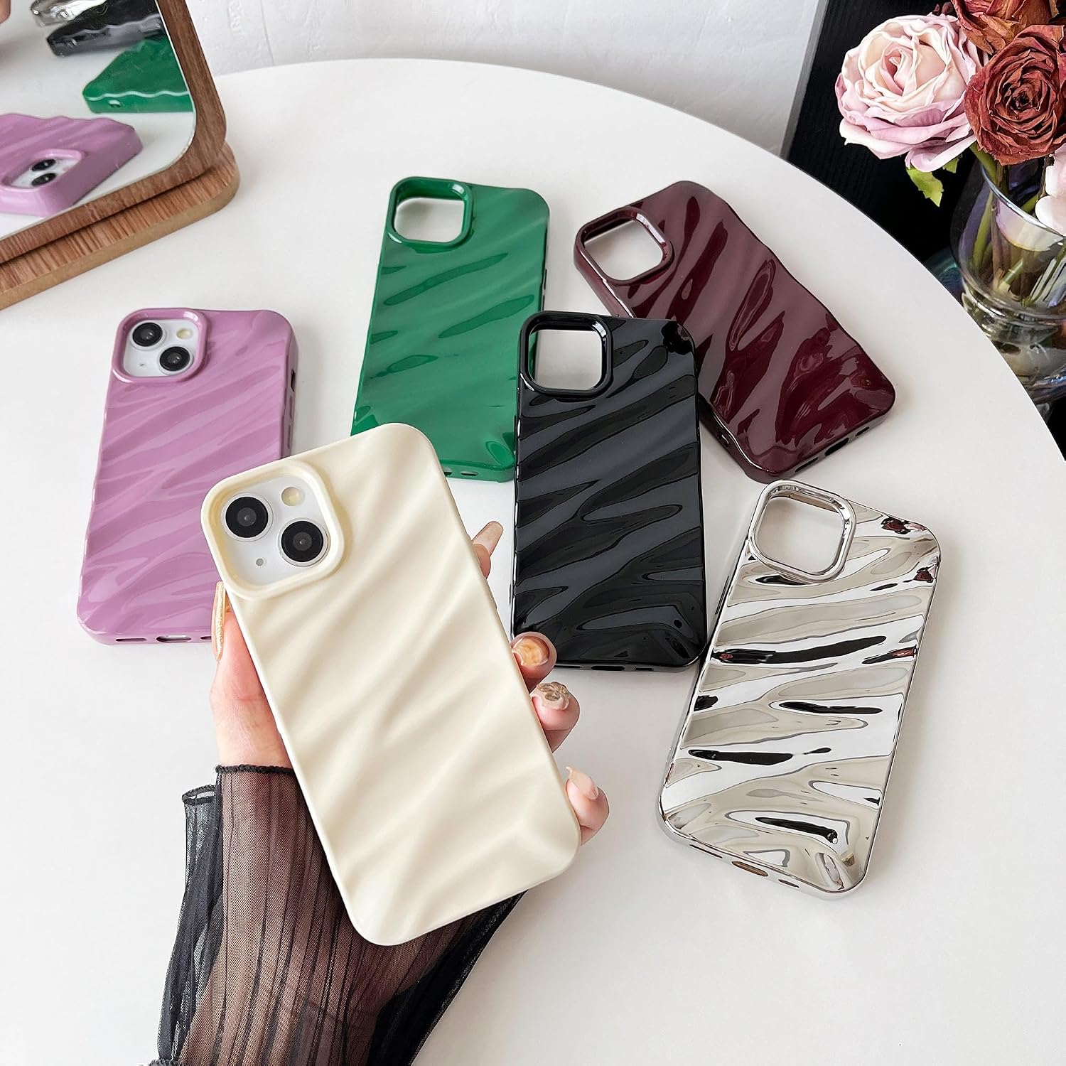 Water ripple curling wave shape soft case (burgundy) - Image 2